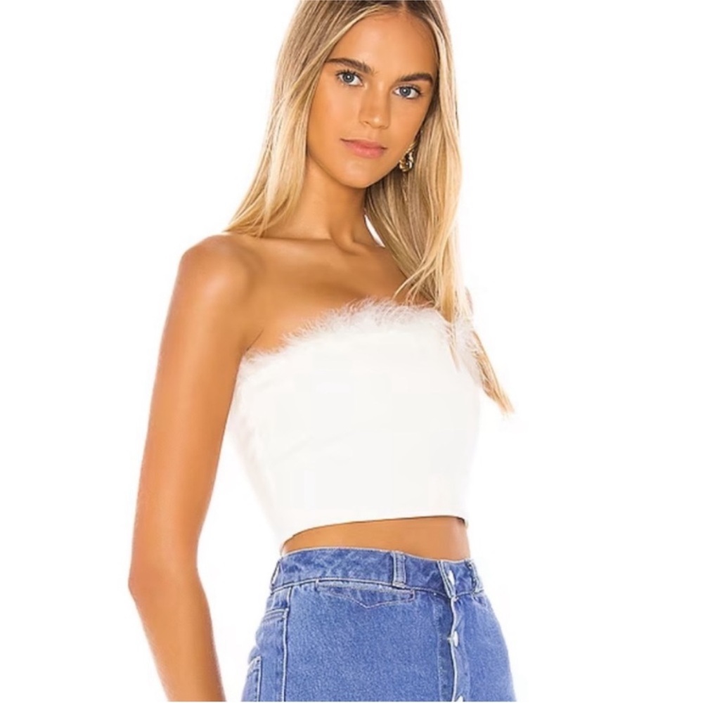 White Tube Top with Feather Edge